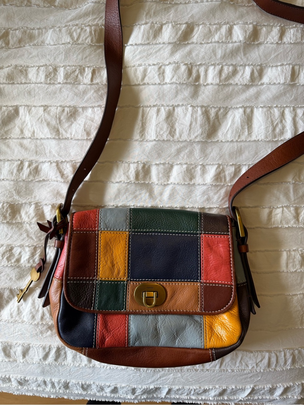 Fossil Patchwork Leather Crossbody Bag - Multicolor